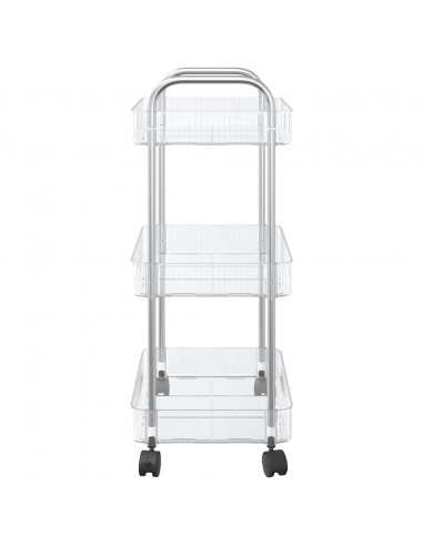 Carrello Portaoggetti a 3 Livelli 37x28x68 cm in Acrilico