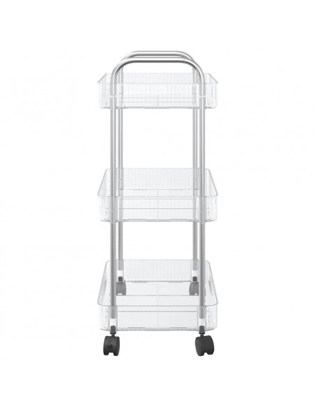 Carrello Portaoggetti a 3 Livelli 37x28x68 cm in Acrilico