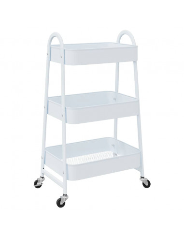 Carrello Portaoggetti a 3 Ripiani Bianco 42x41,5x77 cm Acciaio