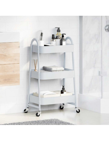 Carrello Portaoggetti a 3 Ripiani Bianco 42x41,5x77 cm Acciaio