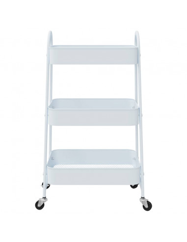 Carrello Portaoggetti a 3 Ripiani Bianco 42x41,5x77 cm Acciaio