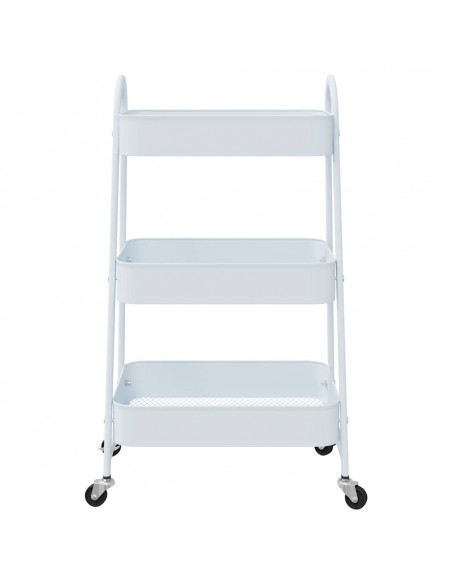 Carrello Portaoggetti a 3 Ripiani Bianco 42x41,5x77 cm Acciaio