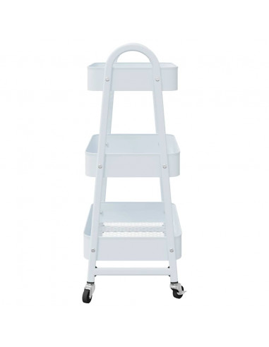Carrello Portaoggetti a 3 Ripiani Bianco 42x41,5x77 cm Acciaio