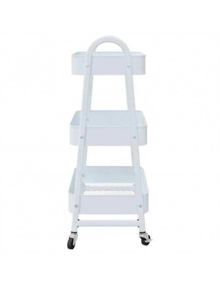 Carrello Portaoggetti a 3 Ripiani Bianco 42x41,5x77 cm Acciaio