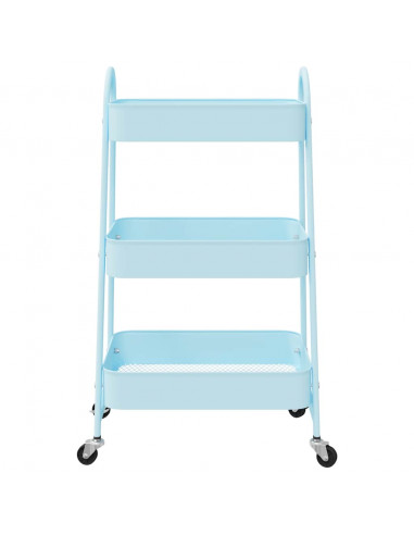 Carrello Portaoggetti a 3 Ripiani Blu 42x41,5x77 cm in Acciaio