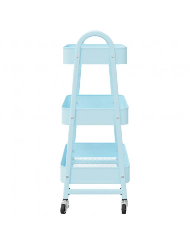 Carrello Portaoggetti a 3 Ripiani Blu 42x41,5x77 cm in Acciaio