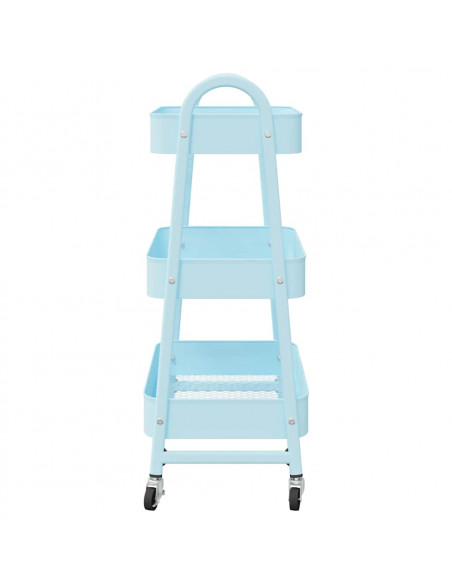 Carrello Portaoggetti a 3 Ripiani Blu 42x41,5x77 cm in Acciaio