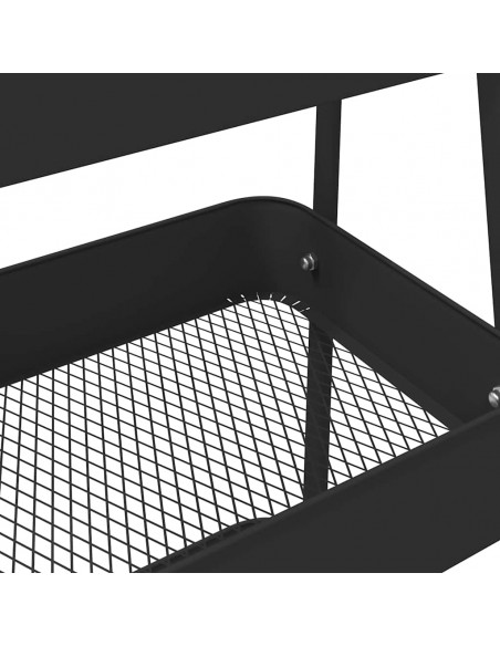 Carrello Portaoggetti a 3 Ripiani Nero 42x41,5x77 cm in Acciaio