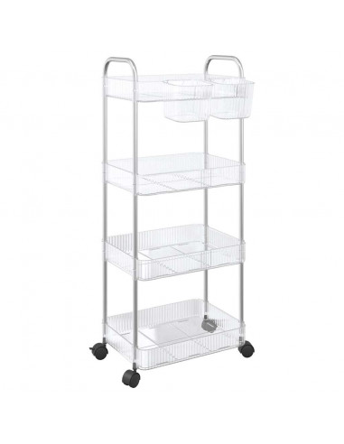 Carrello Portaoggetti a 4 Livelli 37x28x95 cm in Acrilico