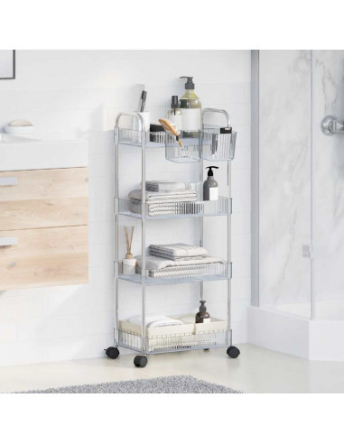 Carrello Portaoggetti a 4 Livelli 37x28x95 cm in Acrilico