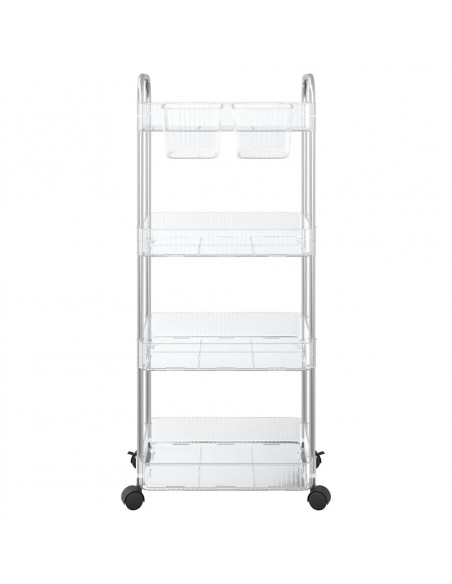 Carrello Portaoggetti a 4 Livelli 37x28x95 cm in Acrilico