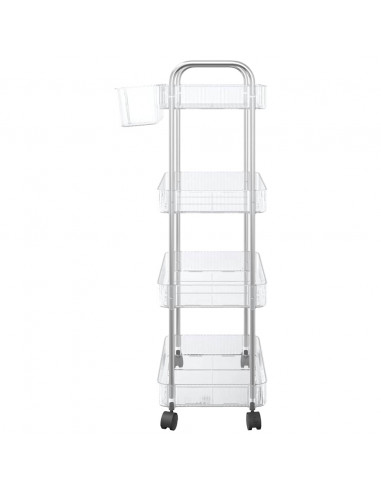 Carrello Portaoggetti a 4 Livelli 37x28x95 cm in Acrilico