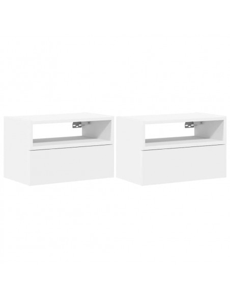 Comodini a Muro 2 pz Bianchi 45x26x28,5 cm