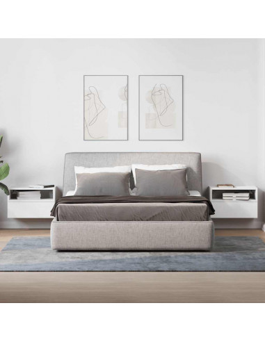 Comodini a Muro 2 pz Bianchi 45x26x28,5 cm