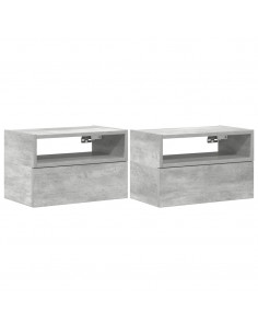 Comodini a Muro 2 pz Grigio Cemento 45x26x28,5 cm 2
