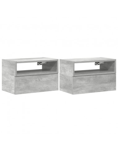 Comodini a Muro 2 pz Grigio Cemento 45x26x28,5 cm