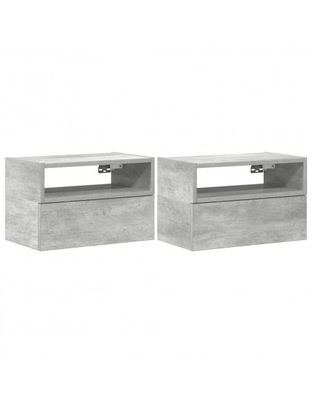 Comodini a Muro 2 pz Grigio Cemento 45x26x28,5 cm