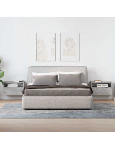 Comodini a Muro 2 pz Grigio Cemento 45x26x28,5 cm