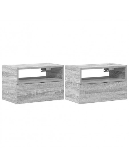 Comodini a Muro 2 pz Grigio Sonoma 45x26x28,5 cm