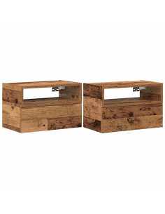 Comodini a Muro 2 pz Legno Antico 45x26x28,5 cm 2