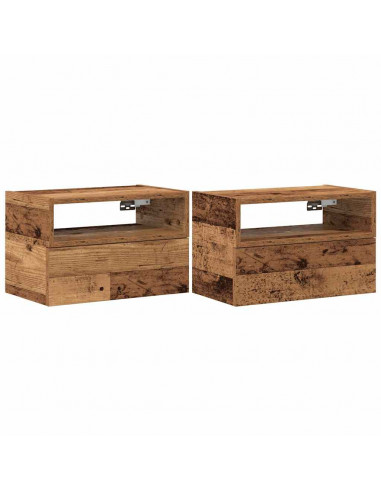 Comodini a Muro 2 pz Legno Antico 45x26x28,5 cm