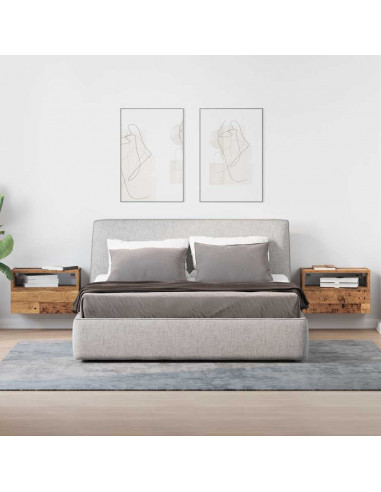 Comodini a Muro 2 pz Legno Antico 45x26x28,5 cm