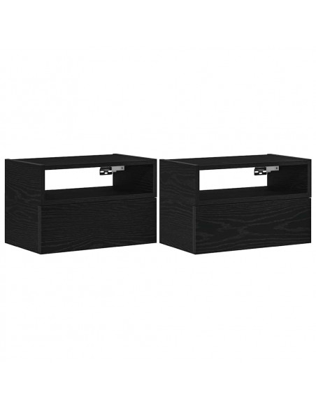 Comodini a Muro 2 pz Nero 45x26x28,5 cm