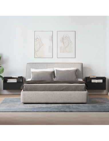 Comodini a Muro 2 pz Nero 45x26x28,5 cm