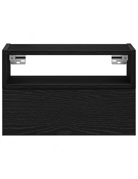 Comodini a Muro 2 pz Nero 45x26x28,5 cm