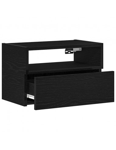 Comodini a Muro 2 pz Nero 45x26x28,5 cm