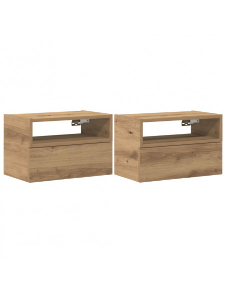 Comodini a Muro 2 pz Rovere Artigianale 45x26x28,5 cm