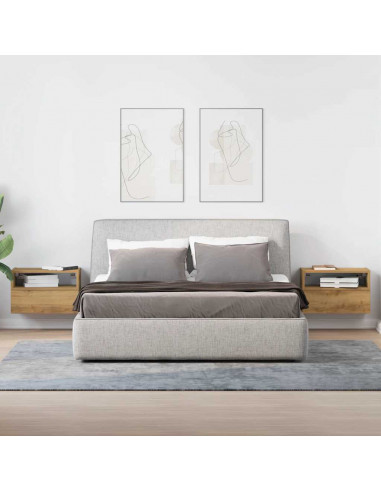 Comodini a Muro 2 pz Rovere Artigianale 45x26x28,5 cm