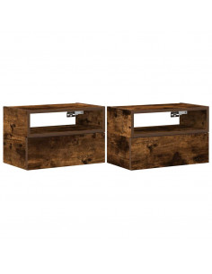 Comodini a Muro 2 pz Rovere Fumo 45x26x28,5 cm 2
