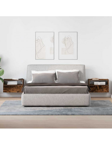 Comodini a Muro 2 pz Rovere Fumo 45x26x28,5 cm