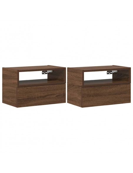 Comodini a Muro 2 pz Rovere Marrone 45x26x28,5 cm