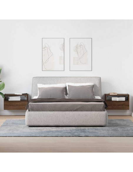 Comodini a Muro 2 pz Rovere Marrone 45x26x28,5 cm