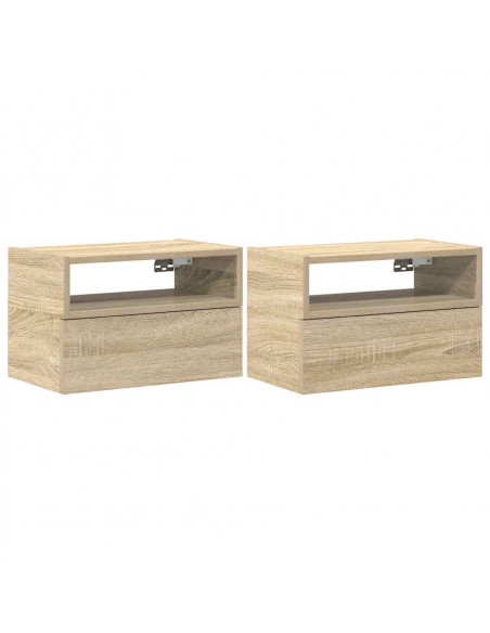 Comodini a Muro 2 pz Rovere Sonoma 45x26x28,5 cm