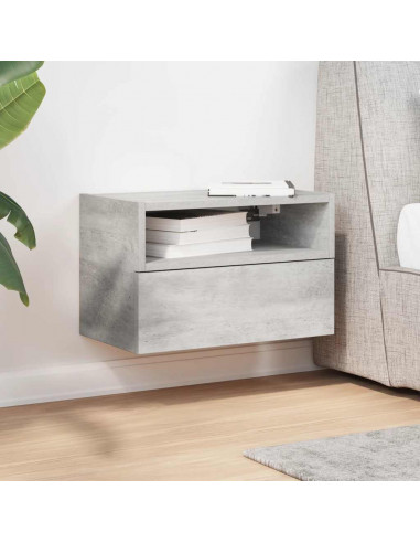 Comodino a Muro Grigio Cemento 45x26x28,5 cm