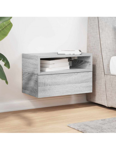 Comodino a Muro Grigio Sonoma 45x26x28,5 cm