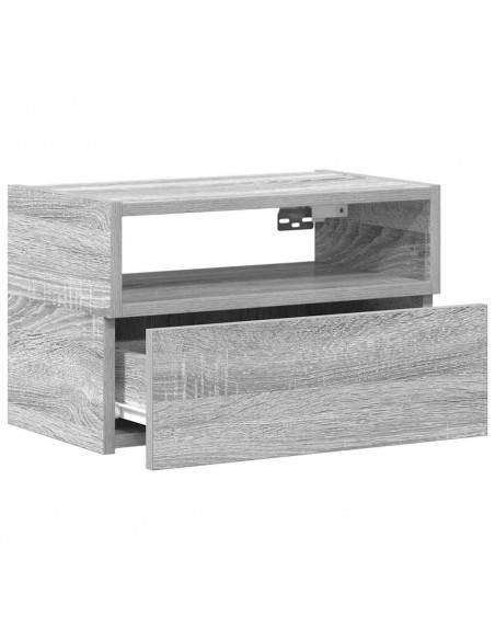 Comodino a Muro Grigio Sonoma 45x26x28,5 cm