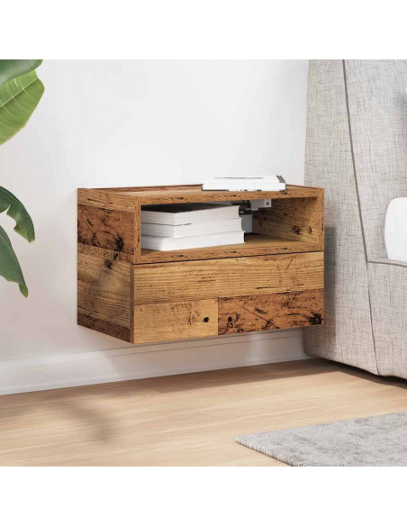 Comodino a Muro Legno Antico 45x26x28,5 cm