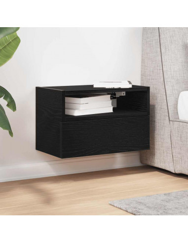 Comodino a Muro Nero 45x26x28,5 cm
