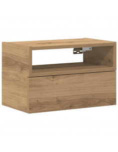 Comodino a Muro Rovere Artigianale 45x26x28,5 cm 2