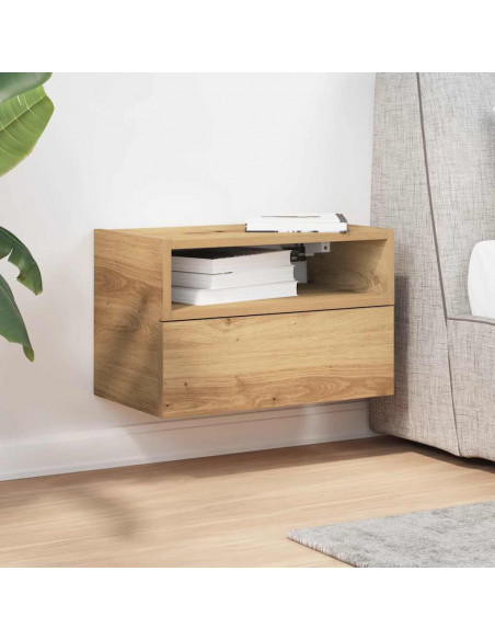 Comodino a Muro Rovere Artigianale 45x26x28,5 cm