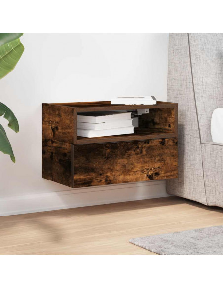 Comodino a Muro Rovere Fumo 45x26x28,5 cm