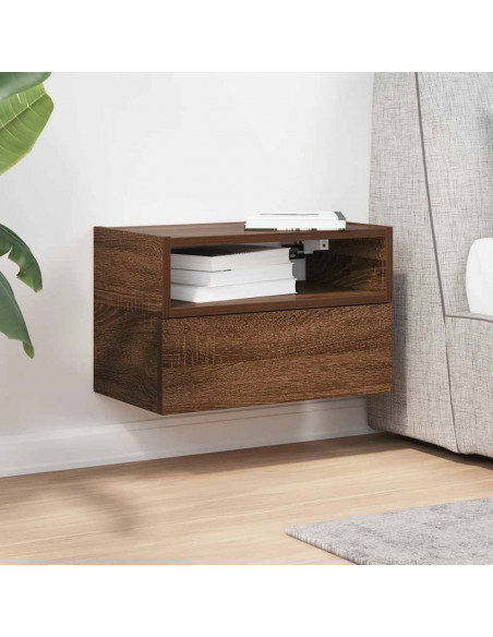 Comodino a Muro Rovere Marrone 45x26x28,5 cm