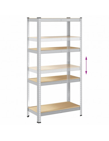 Mensola 4 Strati Argento in Acciaio e Legno Multistrato