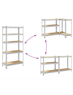Mensola 5 Strati Argento in Acciaio e Legno Multistrato 2