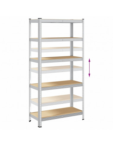 Mensola 5 Strati Argento in Acciaio e Legno Multistrato