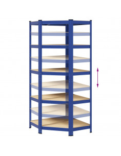 Mensola Angolare 5 Strati Blu in Acciaio e Legno Multistrato 2